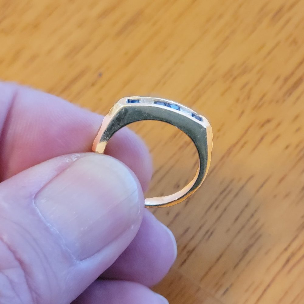 14K Gold Blue Sapphire and Diamond Ring - Picture 3 of 8